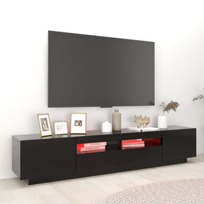Berkfield TV Cabinet with LED Lights Black 200x35x40 cm