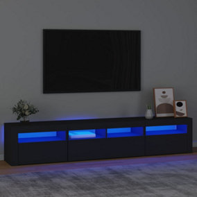 Berkfield TV Cabinet with LED Lights Black 210x35x40 cm