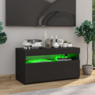Berkfield TV Cabinet with LED Lights Black 75x35x40 cm