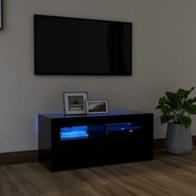 Berkfield TV Cabinet with LED Lights Black 90x35x40 cm