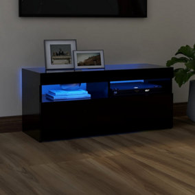 Berkfield TV Cabinet with LED Lights Black 90x35x40 cm