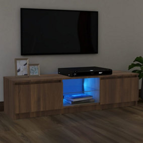 Berkfield TV Cabinet with LED Lights Brown Oak 120x30x35.5 cm