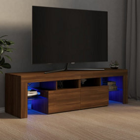 Berkfield TV Cabinet with LED Lights Brown Oak 140x36.5x40 cm