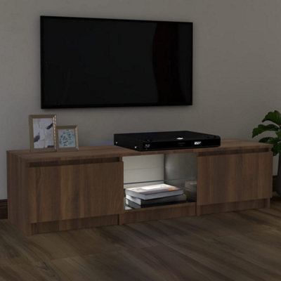 Brown tv stand with led deals lights