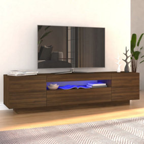 Berkfield TV Cabinet with LED Lights Brown Oak 160x35x40 cm
