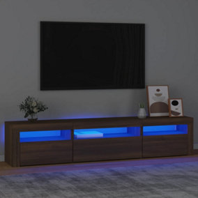 Berkfield TV Cabinet with LED Lights Brown Oak 195x35x40 cm