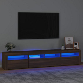 Berkfield TV Cabinet with LED Lights Brown Oak 210x35x40 cm