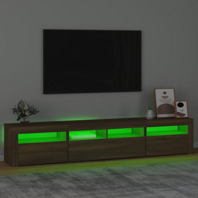 Berkfield TV Cabinet with LED Lights Brown Oak 210x35x40 cm