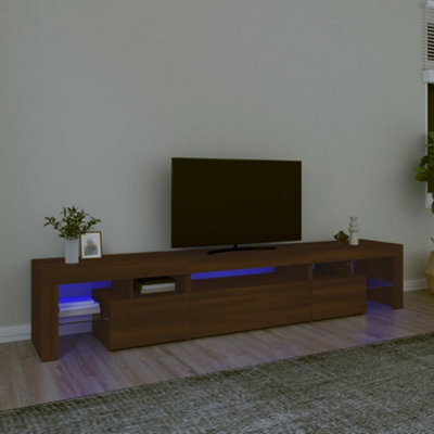 Berkfield TV Cabinet with LED Lights Brown Oak 215x36.5x40 cm