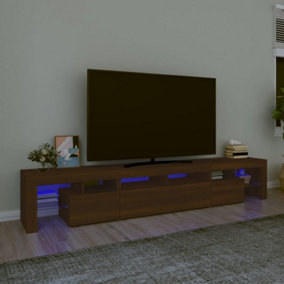 Berkfield TV Cabinet with LED Lights Brown Oak 230x36.5x40 cm