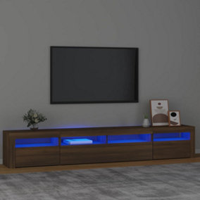 Berkfield TV Cabinet with LED Lights Brown Oak 240x35x40 cm