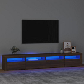 Berkfield TV Cabinet with LED Lights Brown Oak 240x35x40 cm
