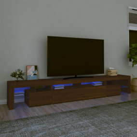 Berkfield TV Cabinet with LED Lights Brown Oak 260x36.5x40 cm
