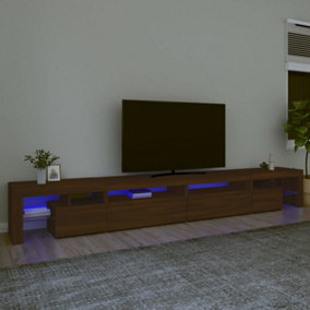 Berkfield TV Cabinet with LED Lights Brown Oak 290x36.5x40 cm