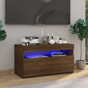 Berkfield TV Cabinet with LED Lights Brown Oak 75x35x40 cm