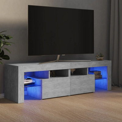 Berkfield TV Cabinet with LED Lights Concrete Grey 140x36.5x40 cm