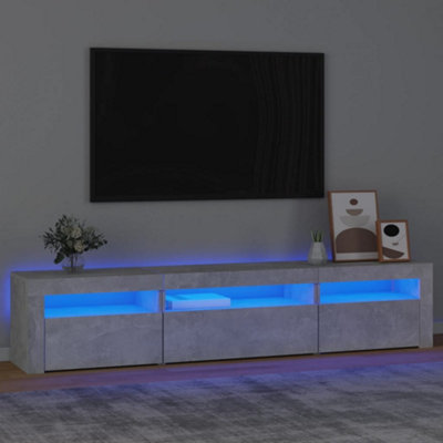 Berkfield TV Cabinet with LED Lights Concrete Grey 195x35x40 cm