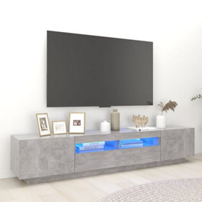 Berkfield TV Cabinet with LED Lights Concrete Grey 200x35x40 cm