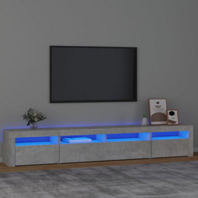 Berkfield TV Cabinet with LED Lights Concrete Grey 240x35x40 cm