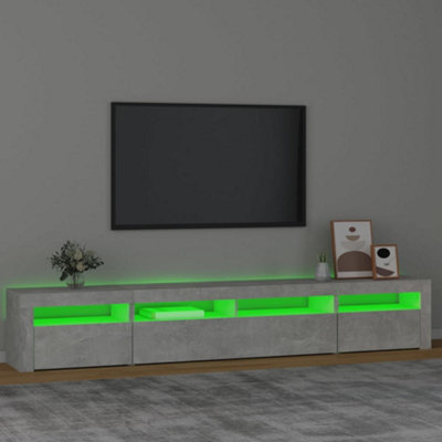 Berkfield TV Cabinet with LED Lights Concrete Grey 240x35x40 cm