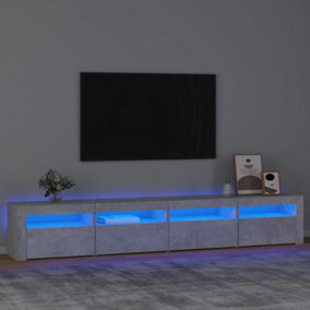 Berkfield TV Cabinet with LED Lights Concrete Grey 240x35x40 cm