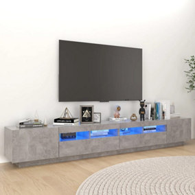 Berkfield TV Cabinet with LED Lights Concrete Grey 260x35x40 cm