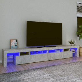 Berkfield TV Cabinet with LED Lights Concrete Grey 260x36.5x40 cm