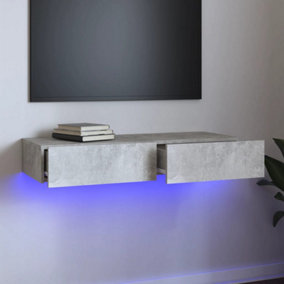 Berkfield TV Cabinet with LED Lights Concrete Grey 90x35x15.5 cm