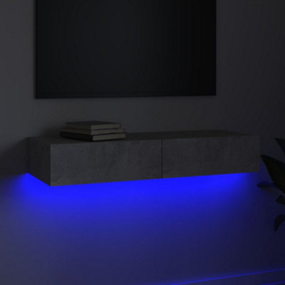 Berkfield TV Cabinet with LED Lights Concrete Grey 90x35x15.5 cm