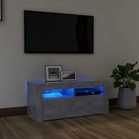 Berkfield TV Cabinet with LED Lights Concrete Grey 90x35x40 cm