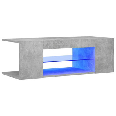 Berkfield TV Cabinet with LED Lights Concrete Grey 90x39x30 cm