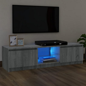 Berkfield TV Cabinet with LED Lights Grey Sonoma 120x30x35.5 cm