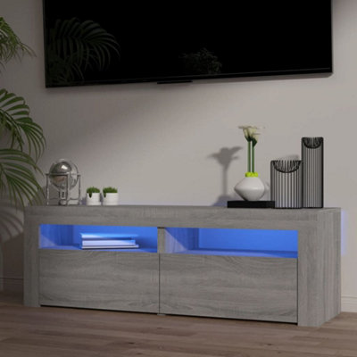 Berkfield TV Cabinet with LED Lights Grey Sonoma 120x35x40 cm | DIY at B&Q