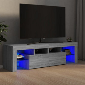 Berkfield TV Cabinet with LED Lights Grey Sonoma 140x36.5x40 cm