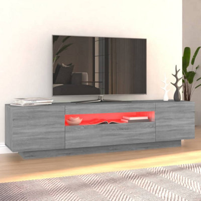 Berkfield TV Cabinet with LED Lights Grey Sonoma 160x35x40 cm