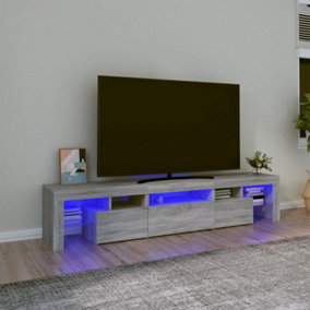 Berkfield TV Cabinet with LED Lights Grey Sonoma 200x36.5x40 cm