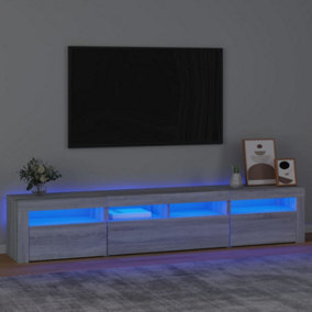Berkfield TV Cabinet with LED Lights Grey Sonoma 210x35x40 cm