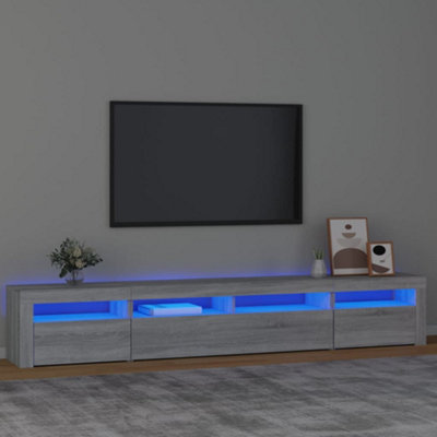 Berkfield TV Cabinet with LED Lights Grey Sonoma 240x35x40 cm