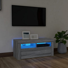 Berkfield TV Cabinet with LED Lights Grey Sonoma 90x35x40 cm