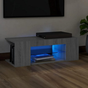 Berkfield TV Cabinet with LED Lights Grey Sonoma 90x39x30 cm