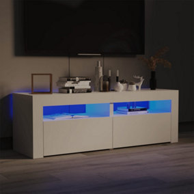 Berkfield TV Cabinet with LED Lights High Gloss White 120x35x40 cm