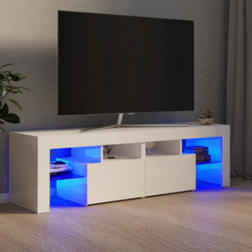 Berkfield TV Cabinet with LED Lights High Gloss White 140x36.5x40 cm