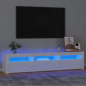 Berkfield TV Cabinet with LED Lights High Gloss White 180x35x40 cm