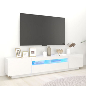 Berkfield TV Cabinet with LED Lights High Gloss White 200x35x40 cm