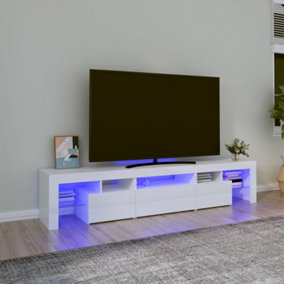 Berkfield TV Cabinet with LED Lights High Gloss White 200x36.5x40 cm