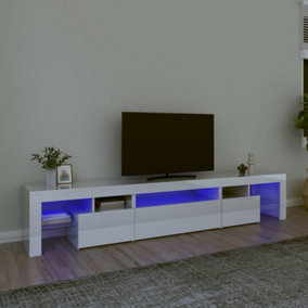 Berkfield TV Cabinet with LED Lights High Gloss White 215x36.5x40 cm