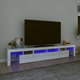 Berkfield TV Cabinet with LED Lights High Gloss White 230x36.5x40 cm