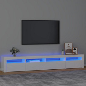 Berkfield TV Cabinet with LED Lights High Gloss White 240x35x40 cm