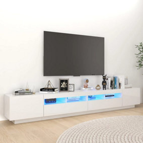 Berkfield TV Cabinet with LED Lights High Gloss White 260x35x40 cm