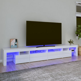 Berkfield TV Cabinet with LED Lights High Gloss White 260x36.5x40 cm